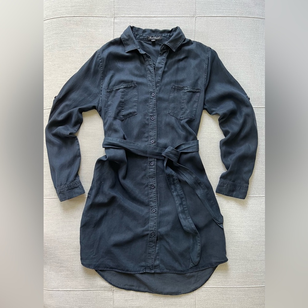 Navy Button-Up Shirt Dress